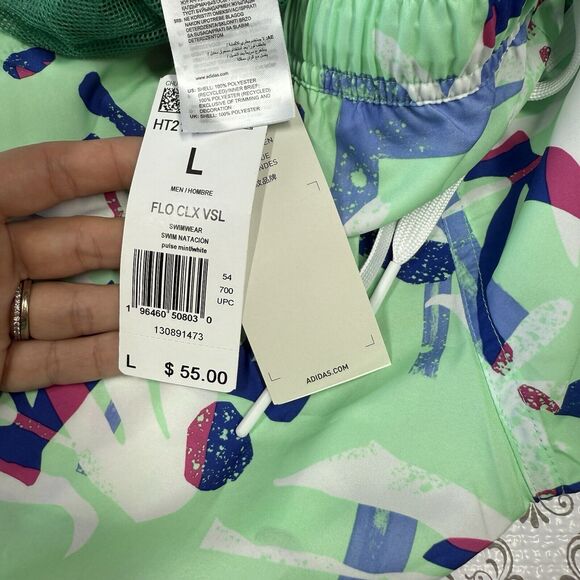 Adidas Swim Trunks Men‎ Size Large Hawaiian Theme Green - Picture 7 of 8